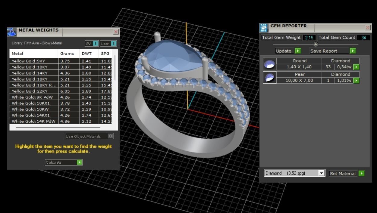 Pear Cut Ring With Diamonds N69 3D print model_5