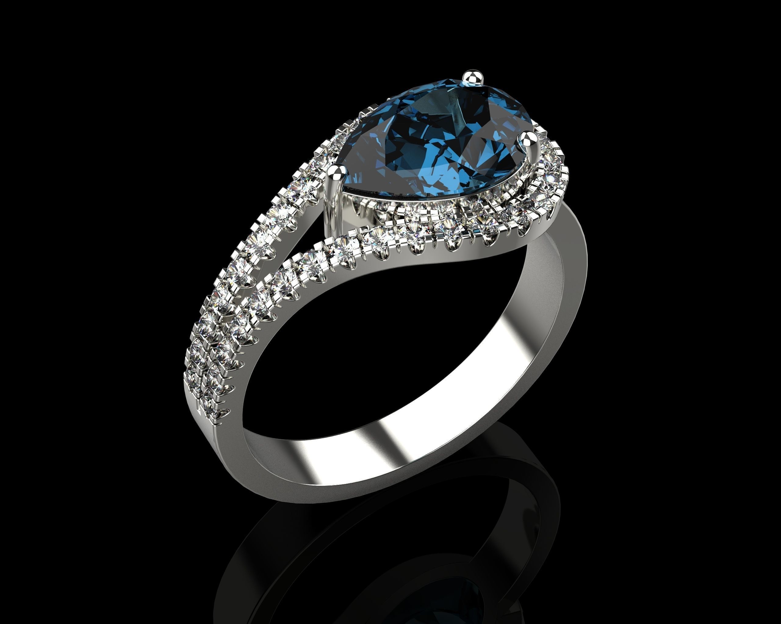 Pear Cut Ring With Diamonds N69 3D print model_15