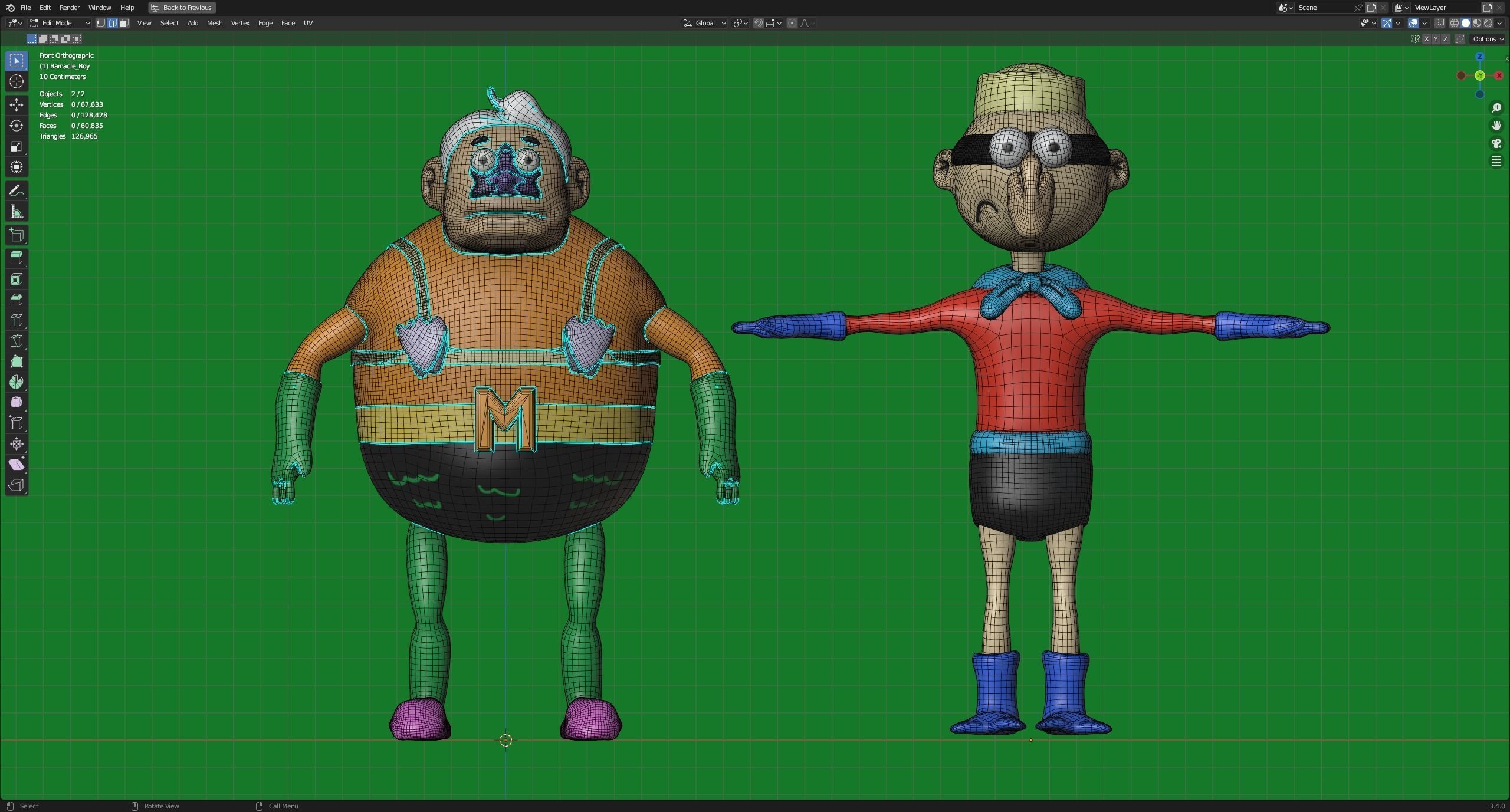 Mermaid Man and Barnacle Boy - Spongebob Squarepants Low-poly 3D model_1