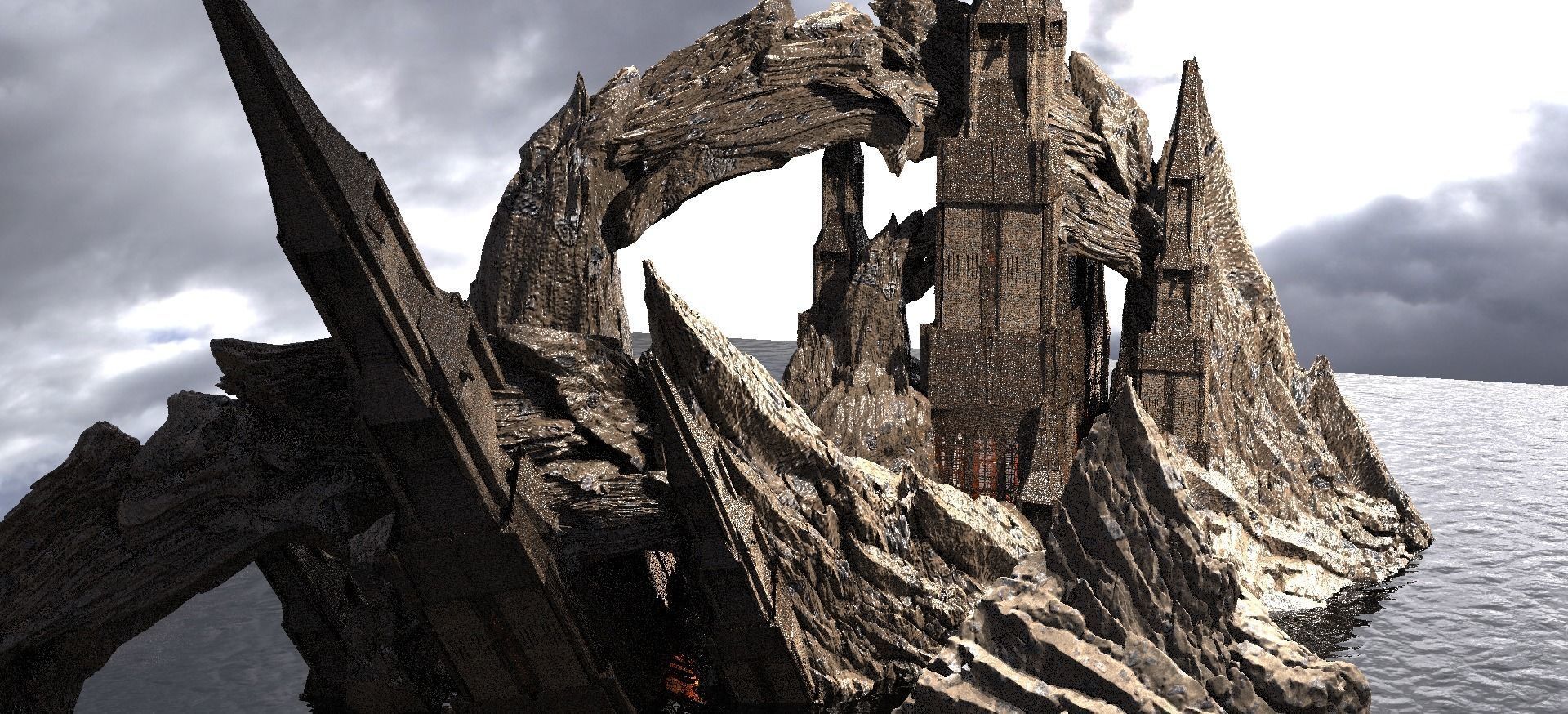 Castle Vlad Sharp Cliffs Kitbash 3D model_1