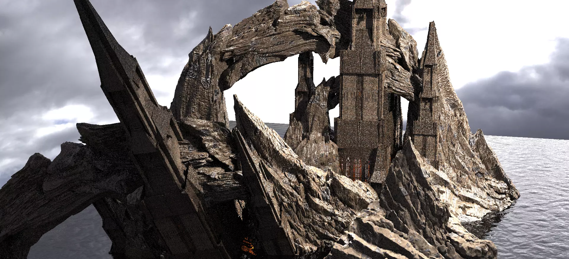 Castle Vlad Sharp Cliffs Kitbash 3D model_0