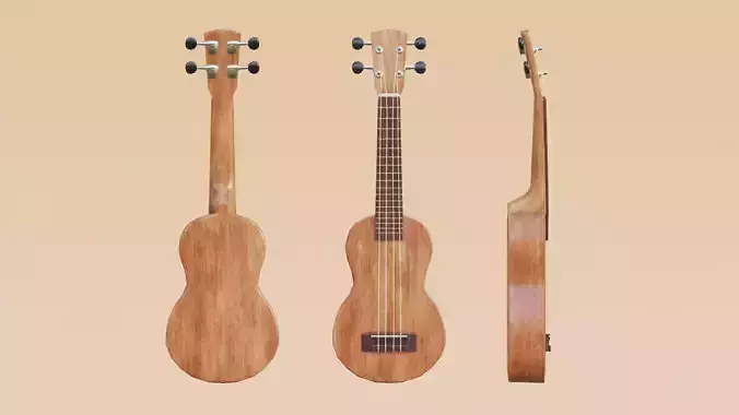 MODEL UKULELE LOW POLY wooden