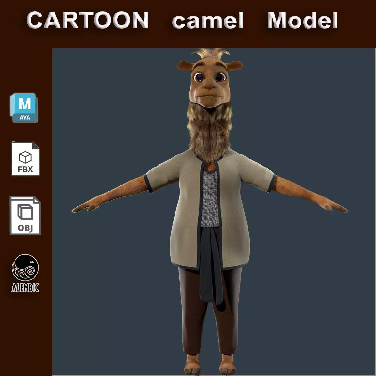  Cartoon Camel NoRIG 3D model_0