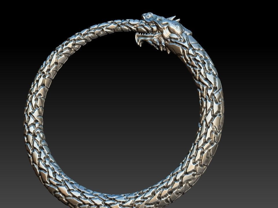 Ouroboros Dragon - Ring and Pendant 3D print model_14