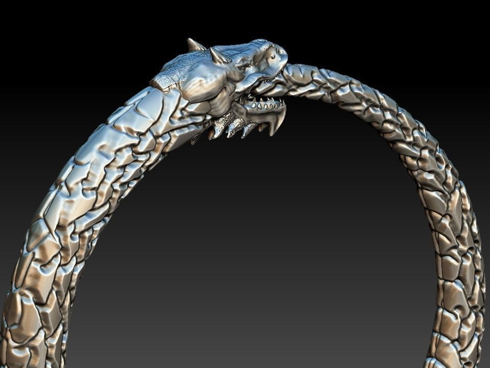 Ouroboros Dragon - Ring and Pendant 3D print model_4