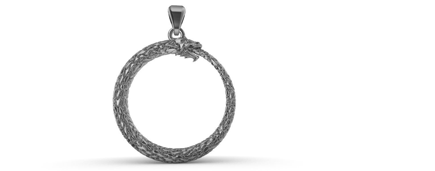 Ouroboros Dragon - Ring and Pendant 3D print model_6