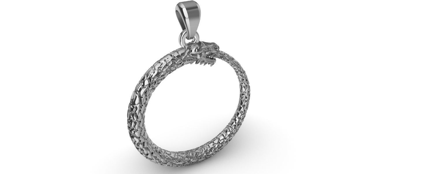 Ouroboros Dragon - Ring and Pendant 3D print model_7