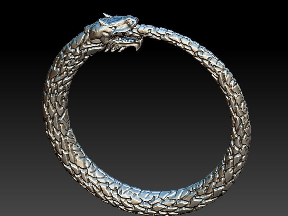 Ouroboros Dragon - Ring and Pendant 3D print model_9