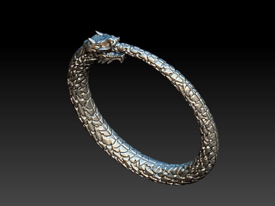 Ouroboros Dragon - Ring and Pendant 3D print model_2