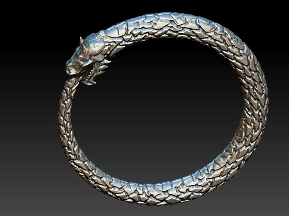 Ouroboros Dragon - Ring and Pendant 3D print model_22