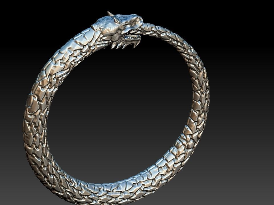 Ouroboros Dragon - Ring and Pendant 3D print model_10