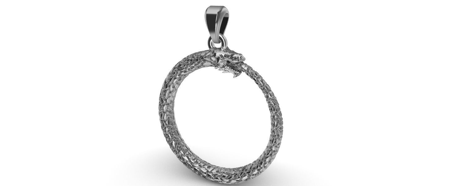 Ouroboros Dragon - Ring and Pendant 3D print model_25