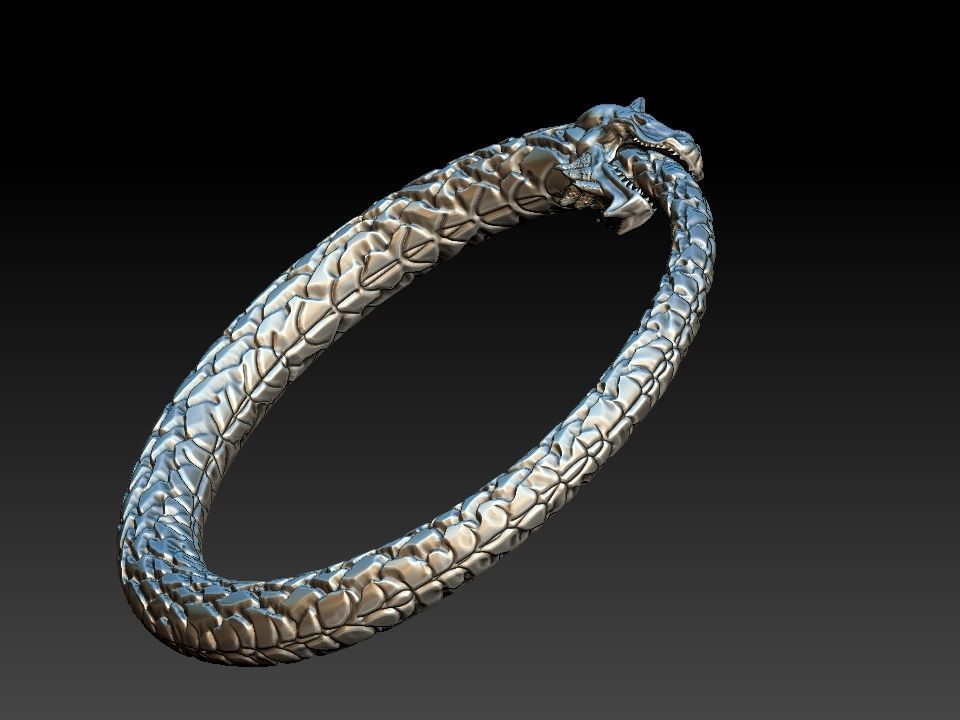 Ouroboros Dragon - Ring and Pendant 3D print model_21