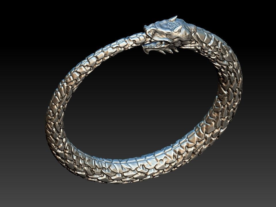 Ouroboros Dragon - Ring and Pendant 3D print model_16