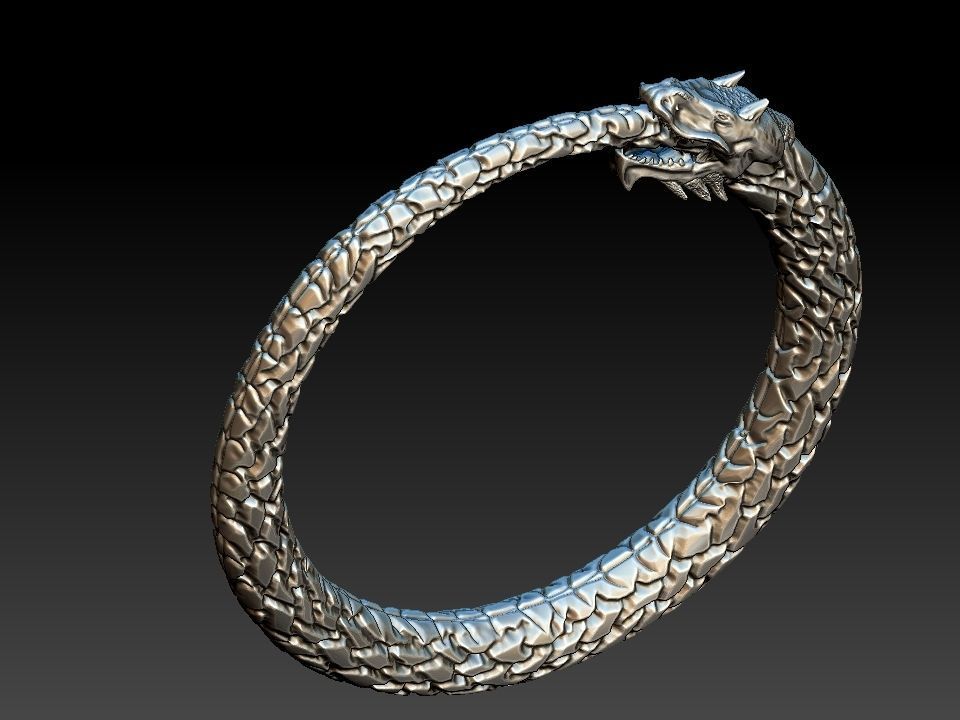 Ouroboros Dragon - Ring and Pendant 3D print model_18
