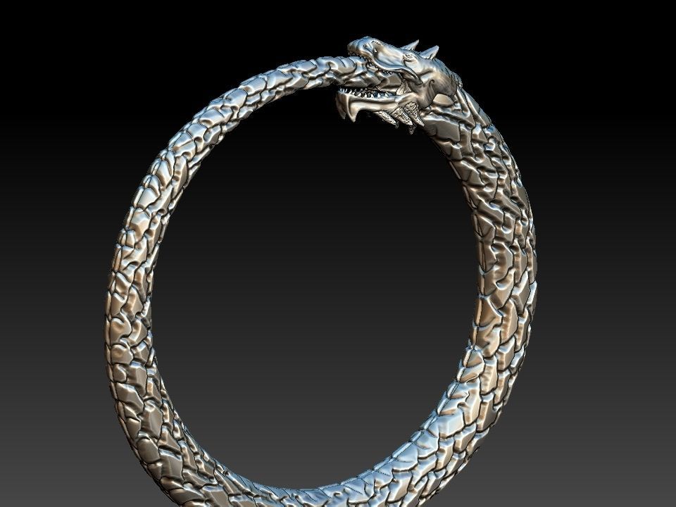 Ouroboros Dragon - Ring and Pendant 3D print model_15