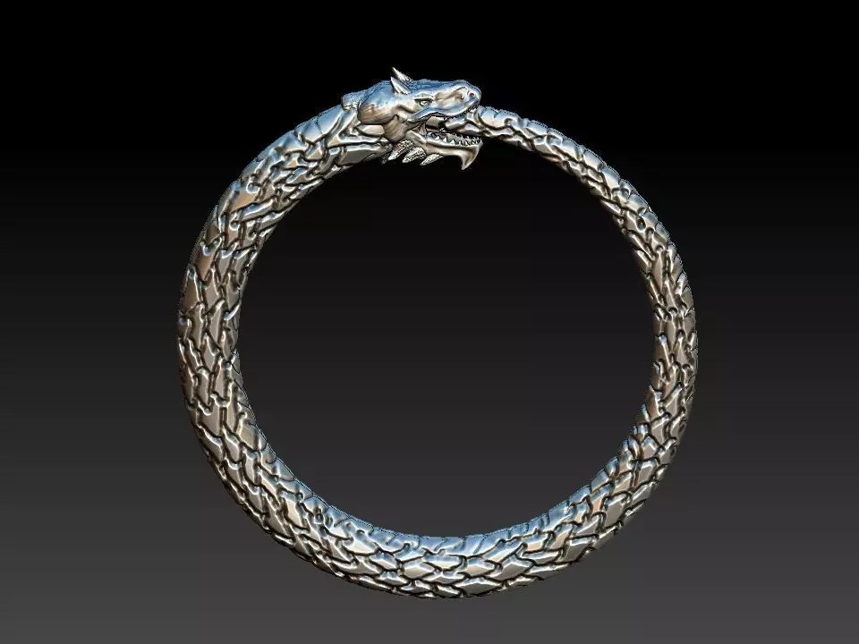 Ouroboros Dragon - Ring and Pendant 3D print model_0