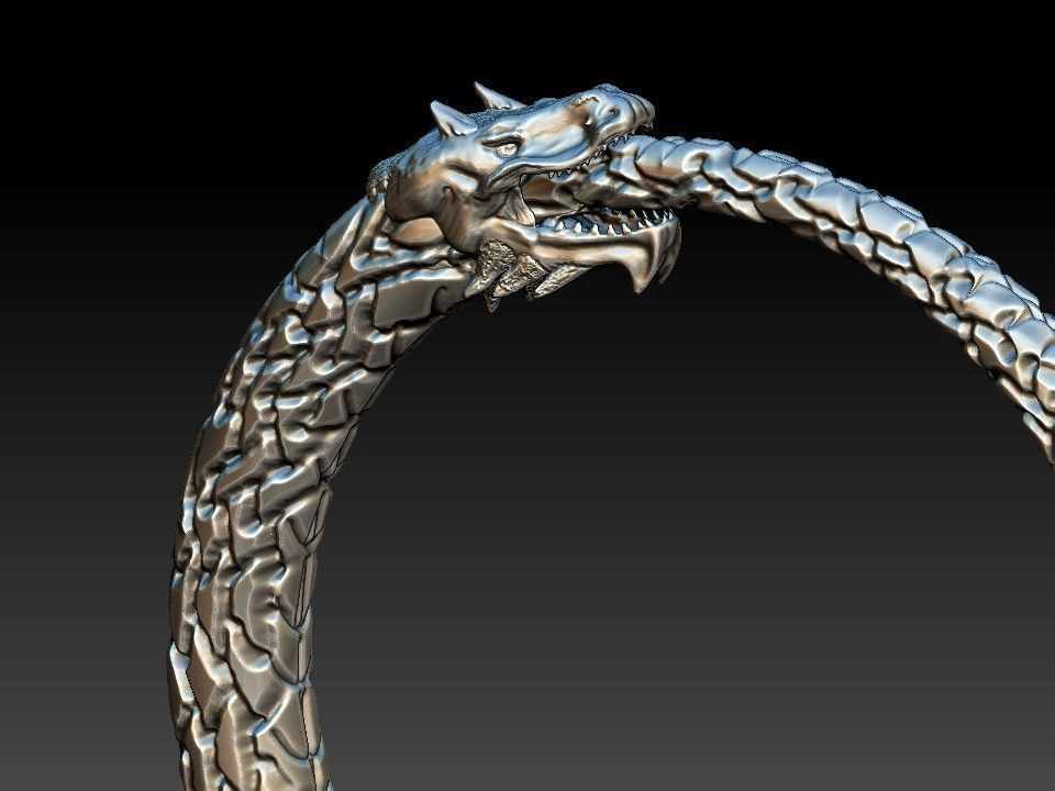 Ouroboros Dragon - Ring and Pendant 3D print model_3