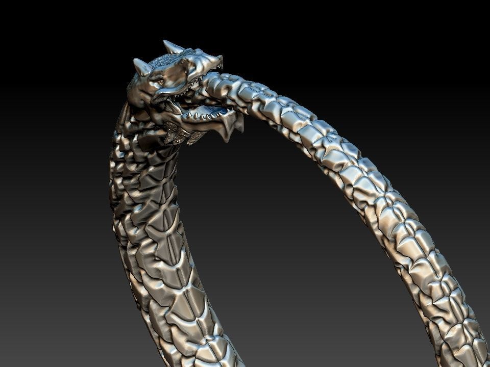 Ouroboros Dragon - Ring and Pendant 3D print model_8