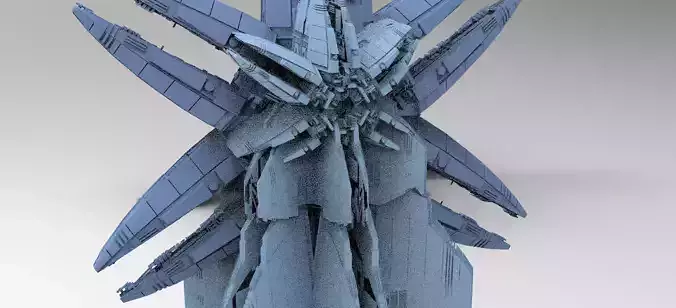 Star Flower Ship design Kit bash 3D model