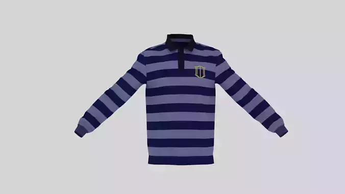 Stripe Long Sleeve Mens Preppy Dress Shirt 3D model