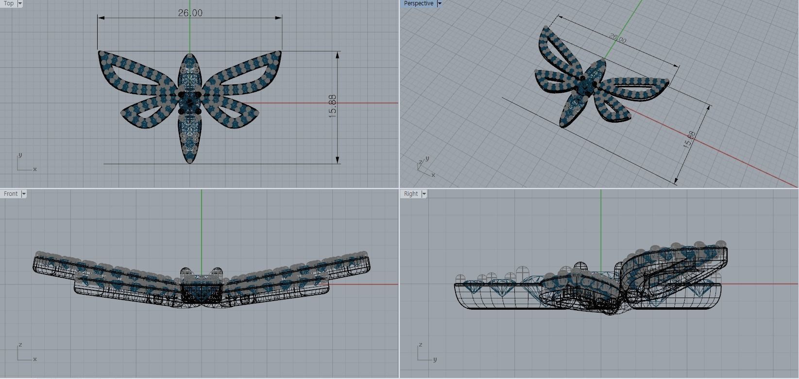 dragonfly brooch 3D print model_5