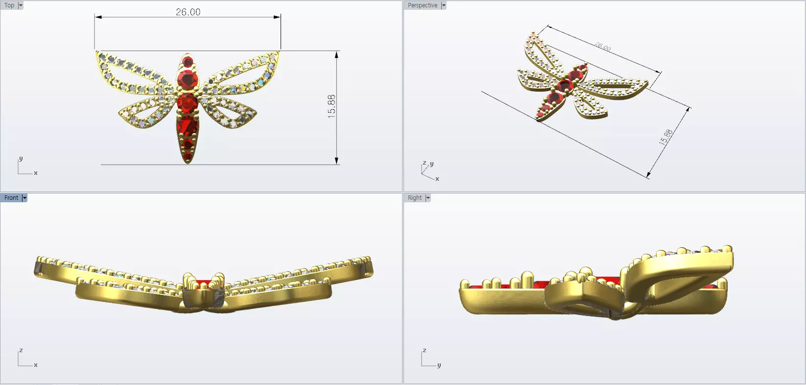 dragonfly brooch 3D print model_0