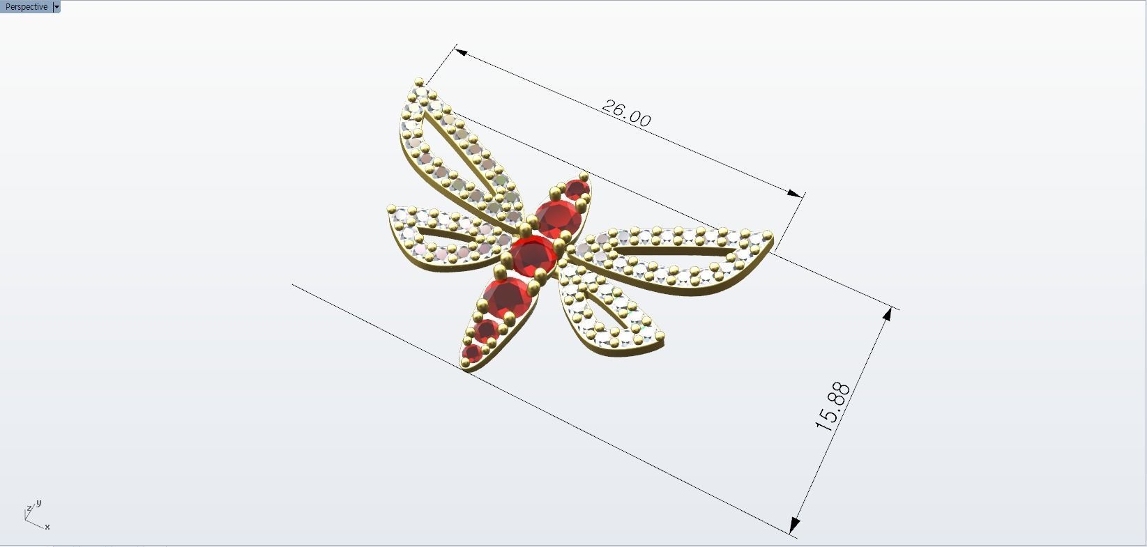 dragonfly brooch 3D print model_4