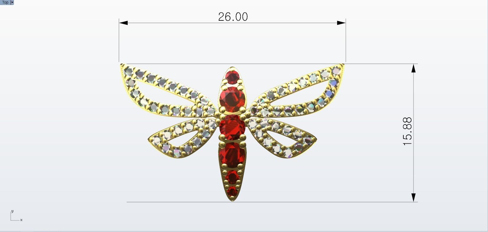 dragonfly brooch 3D print model_1
