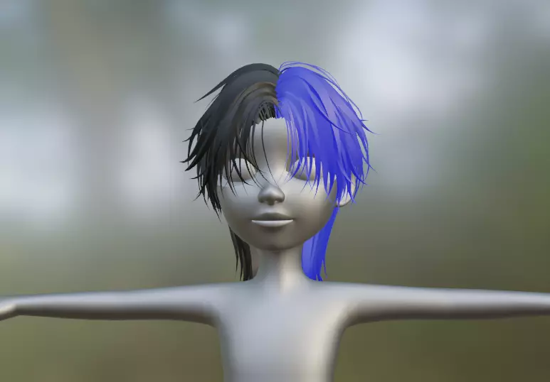 Hair 3D Model Zepeto Item Template FBX Prefab  Low-poly 3D model_0