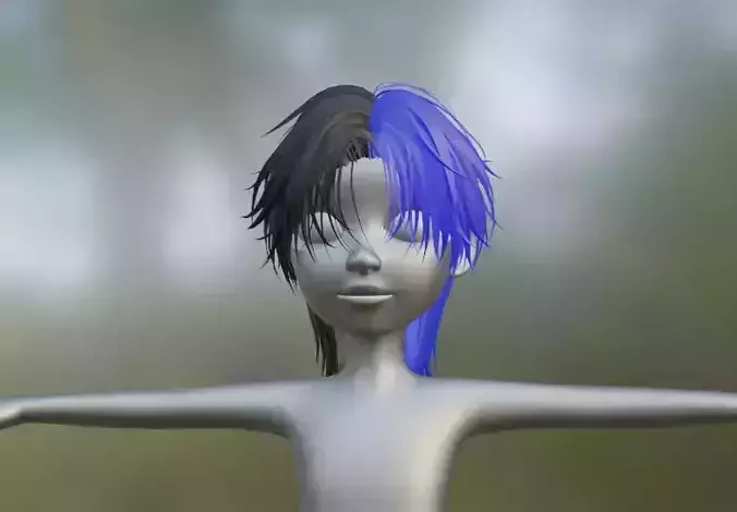 Hair 3D Model Zepeto Item Template FBX Prefab 