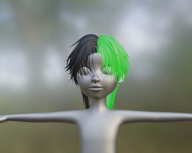 Hair 3D Model Zepeto Item Template FBX Prefab  Low-poly 3D model_3