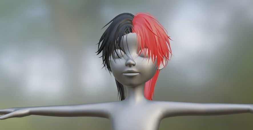 Hair 3D Model Zepeto Item Template FBX Prefab  Low-poly 3D model_2