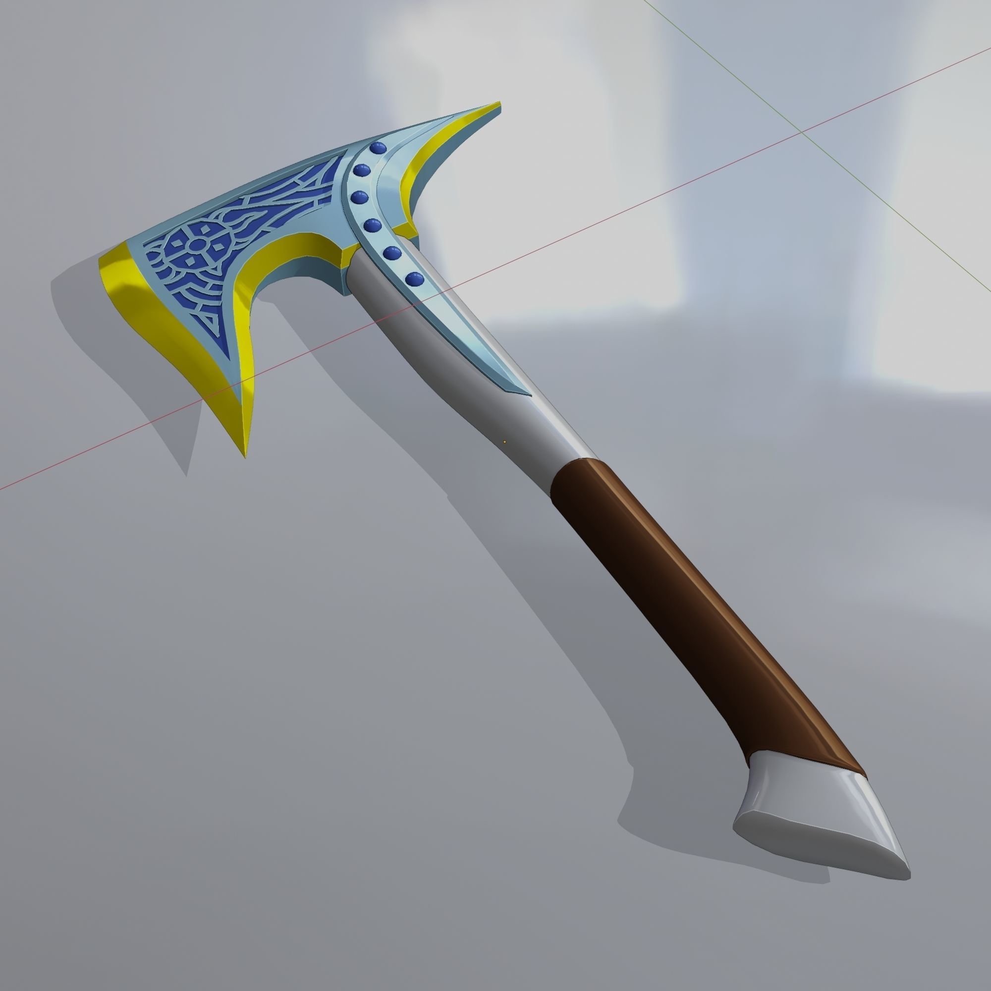 Viking battle axe in fantasy styles Low-poly 3D model_6