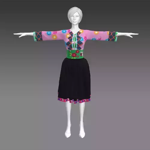 outfit black dress for Hmong female cartoon 3d 3D model