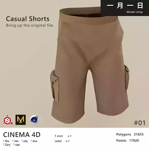Casual Shorts Low-poly 3D model