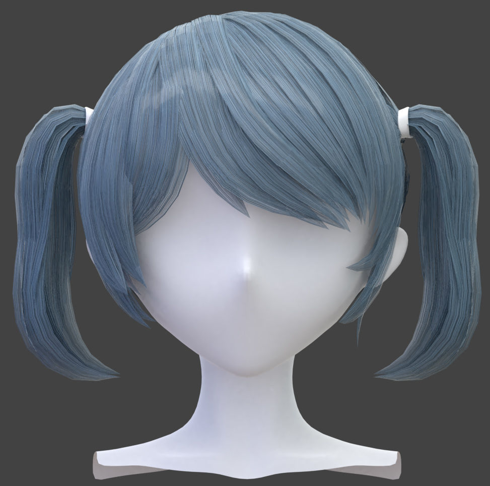 8 Anime Hairstyles-Hair Cards obj fbx blend files Low-poly 3D model_7