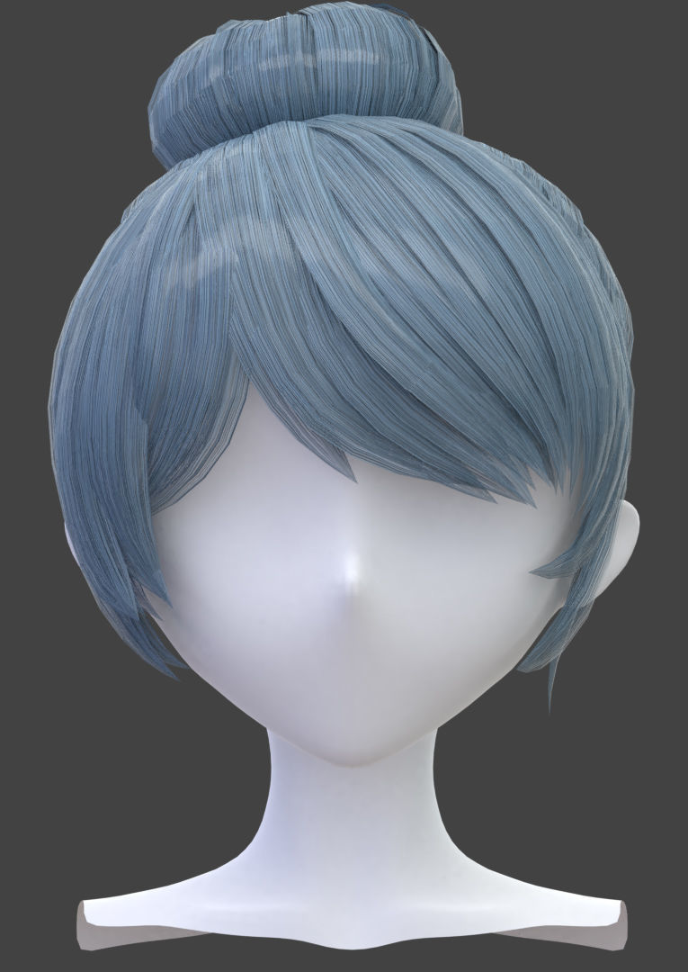 8 Anime Hairstyles-Hair Cards obj fbx blend files Low-poly 3D model_3