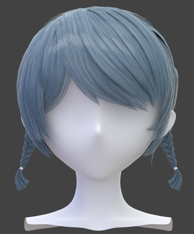 8 Anime Hairstyles-Hair Cards obj fbx blend files Low-poly 3D model_8