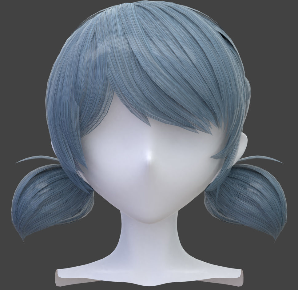 8 Anime Hairstyles-Hair Cards obj fbx blend files Low-poly 3D model_2