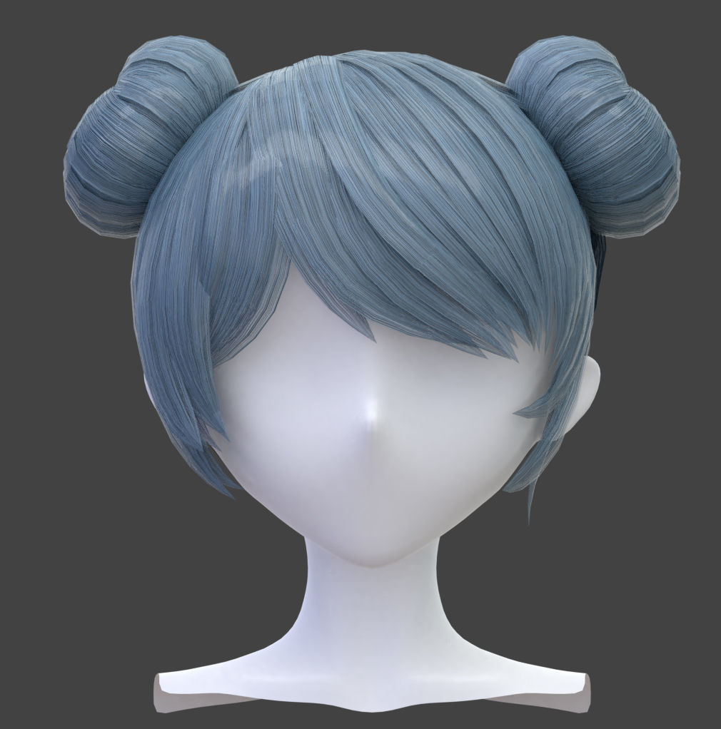 8 Anime Hairstyles-Hair Cards obj fbx blend files Low-poly 3D model_4