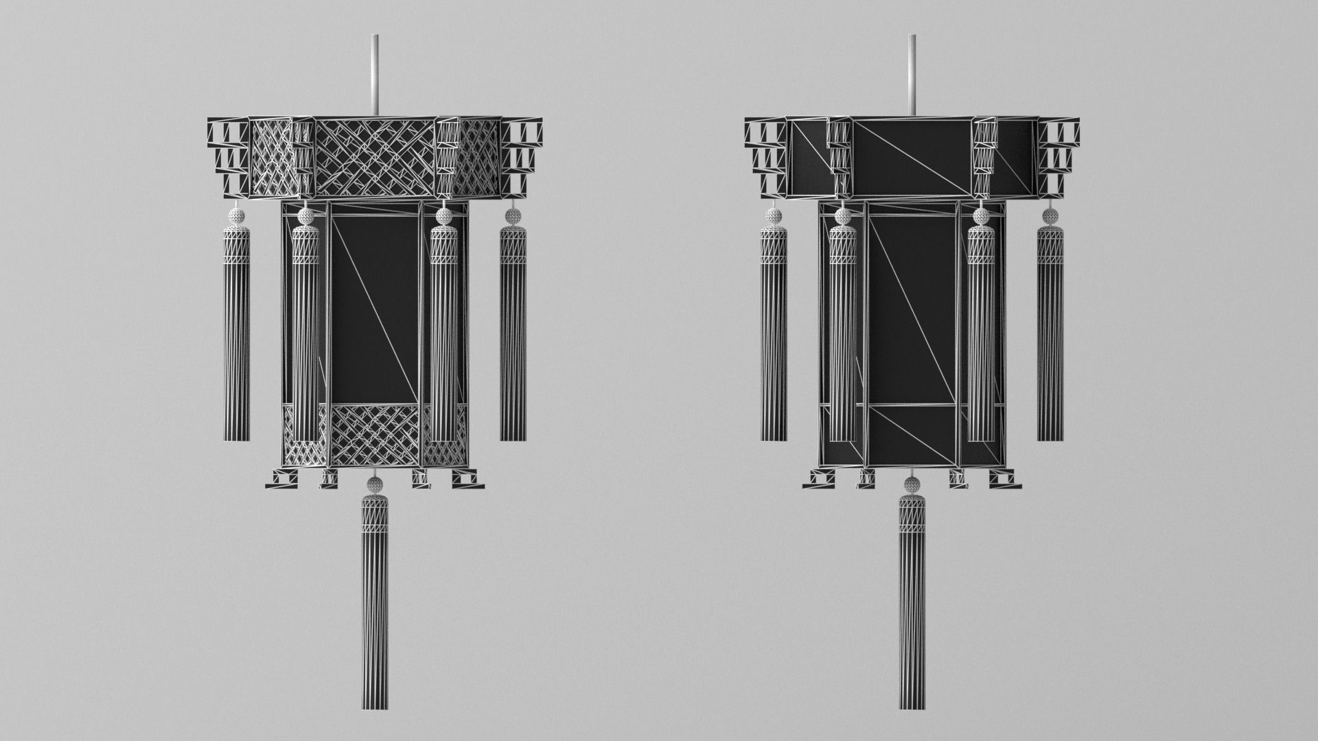 Cartoon Chinese Palace Lantern Low-poly 3D model_7