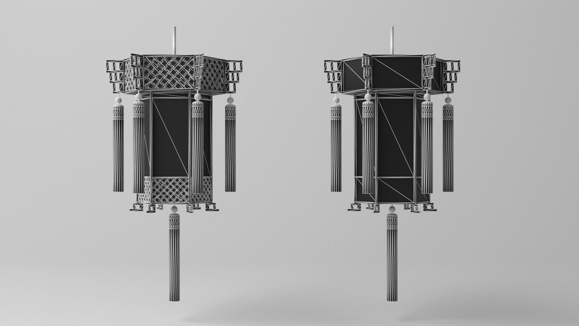 Cartoon Chinese Palace Lantern Low-poly 3D model_6