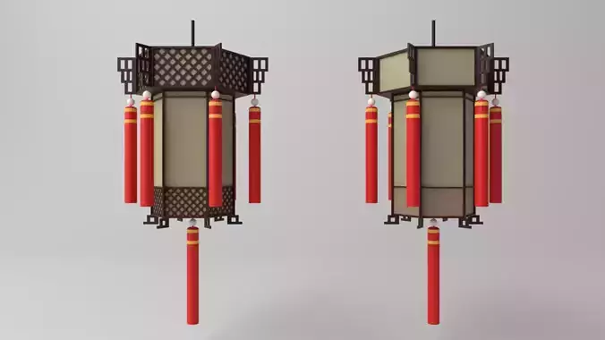 Cartoon Chinese Palace Lantern Low-poly 3D model