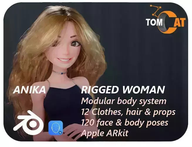 Anika Rigged woman for Blender Low-poly 3D model