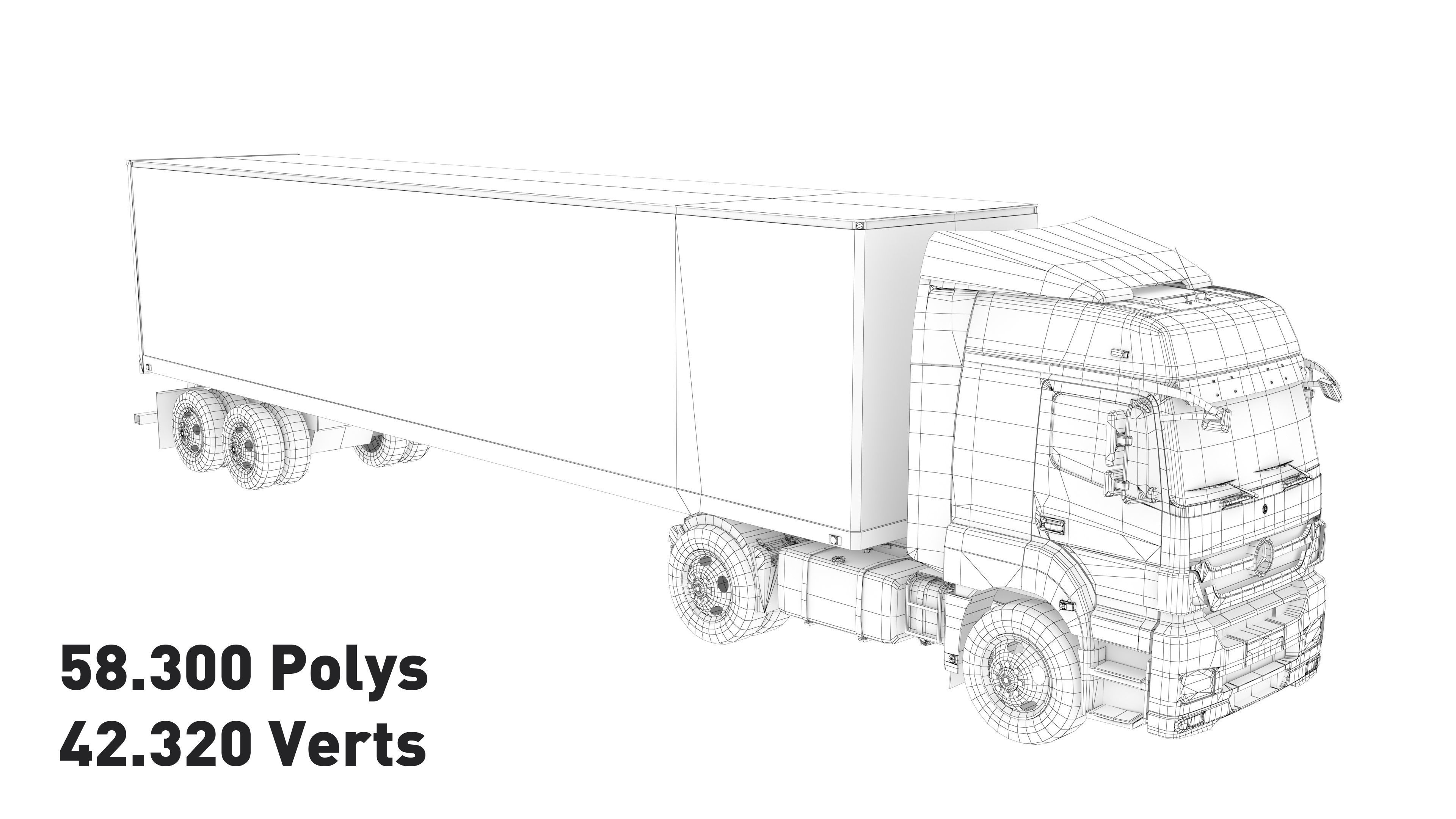 Axor 1840 Semi Truck Low-poly 3D model_19