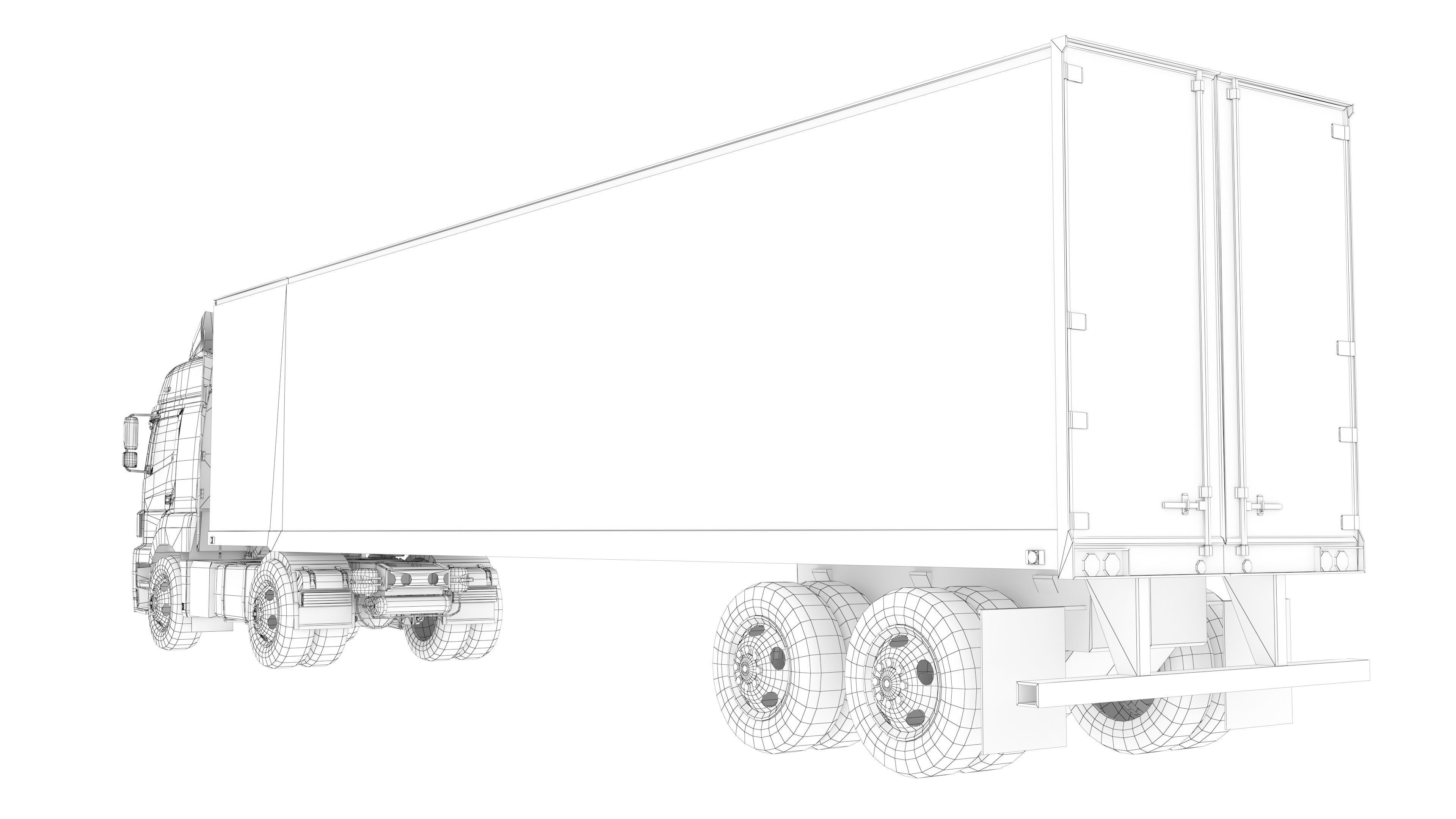 Axor 1840 Semi Truck Low-poly 3D model_20