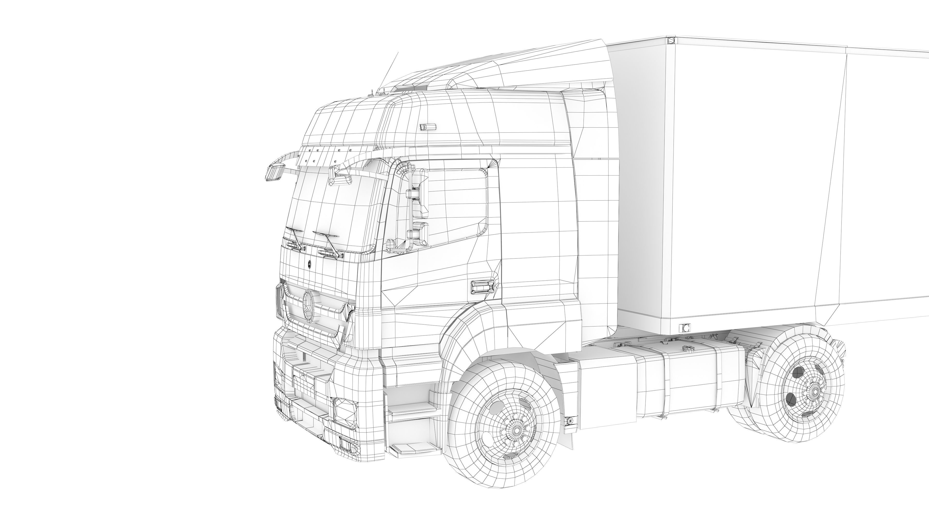 Axor 1840 Semi Truck Low-poly 3D model_22