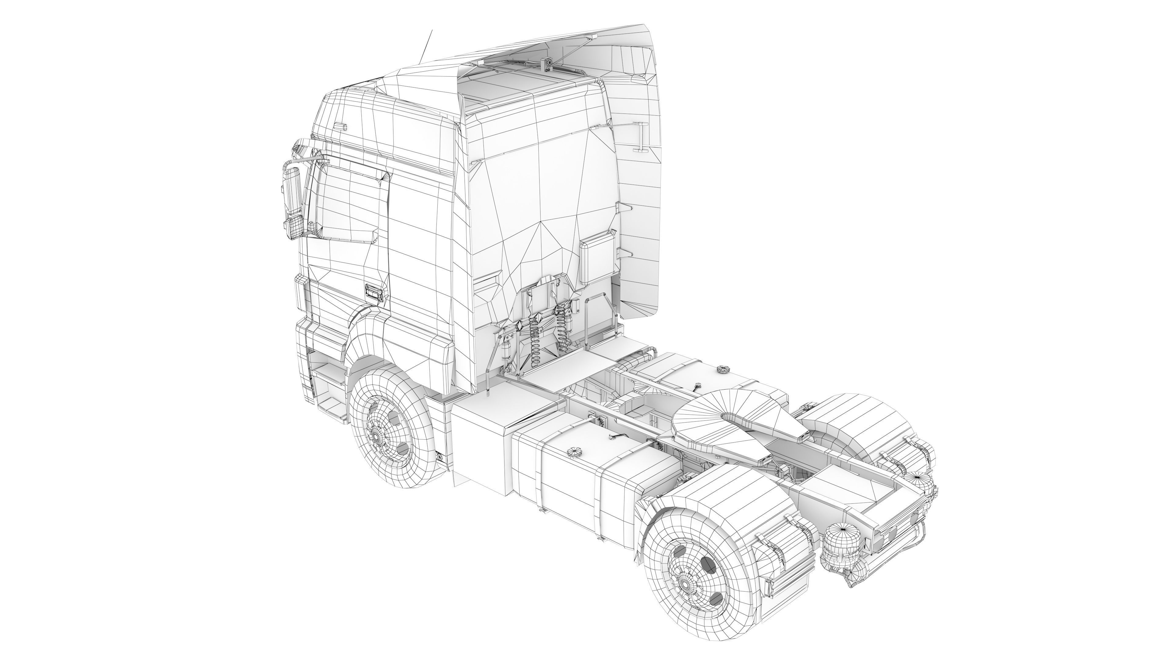 Axor 1840 Semi Truck Low-poly 3D model_16