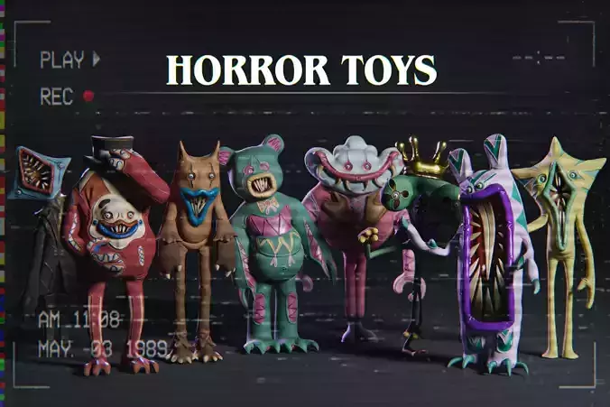 Horror Plush Toys - Spooky Mascot Creatures Low-poly 3D model